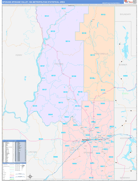 Spokane-Spokane Valley Metro Area Map Book Color Cast Style